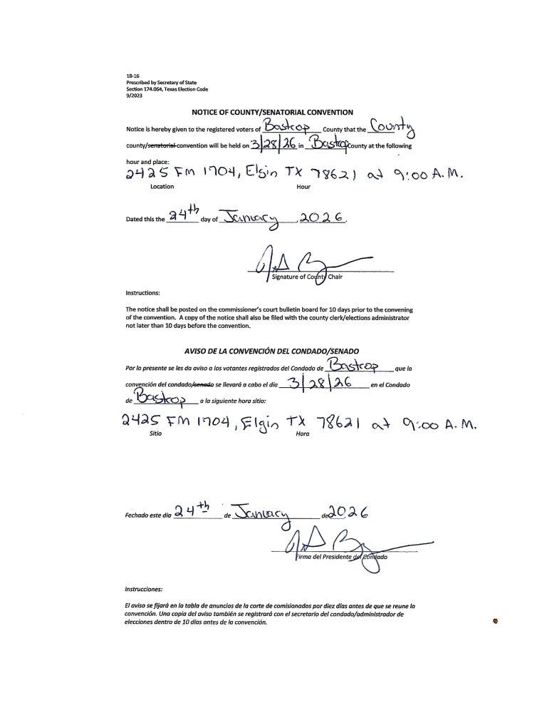 Official Notice of County/Senatorial Convention