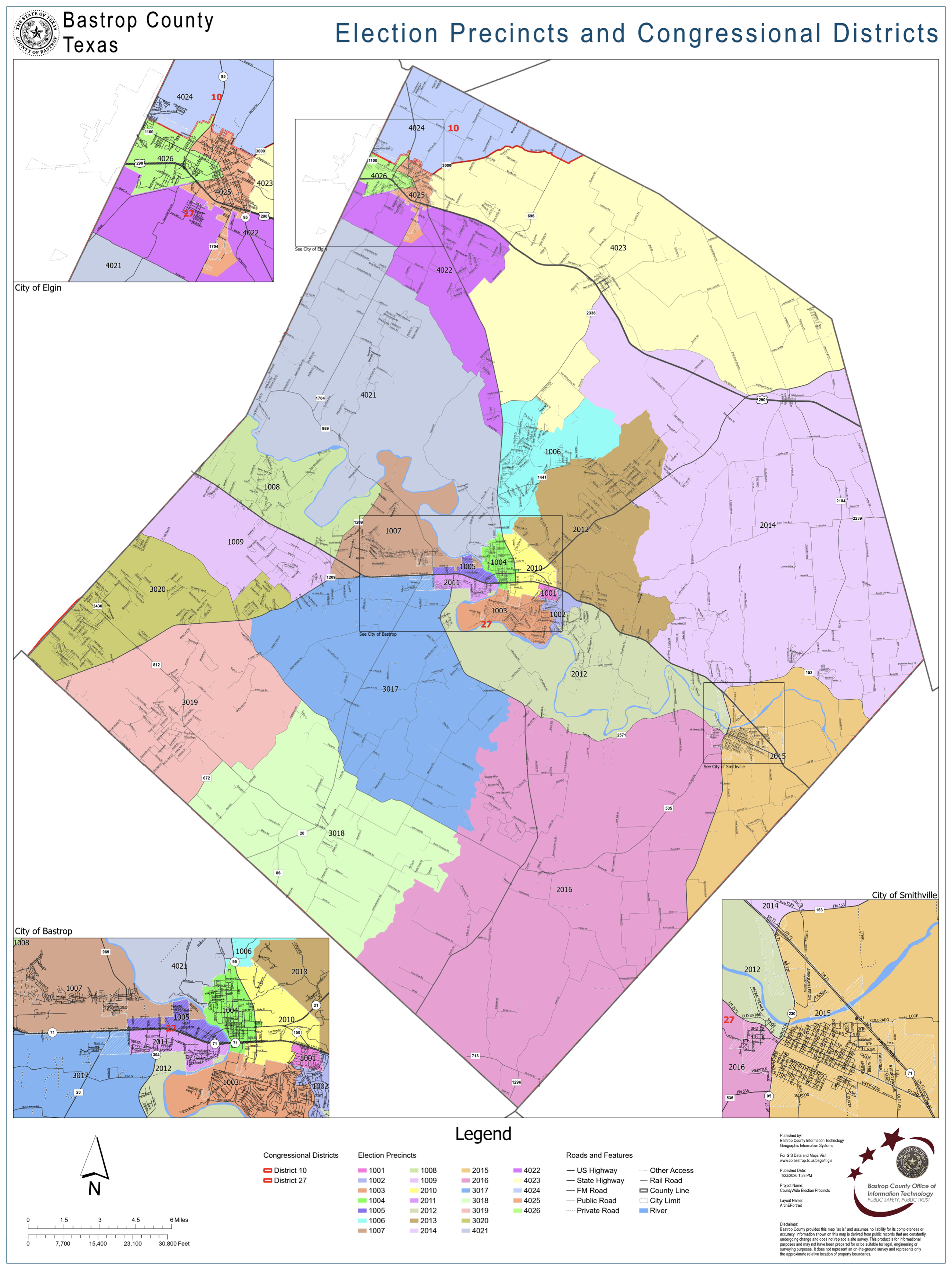 Official Bastrop County Election Precincts Map